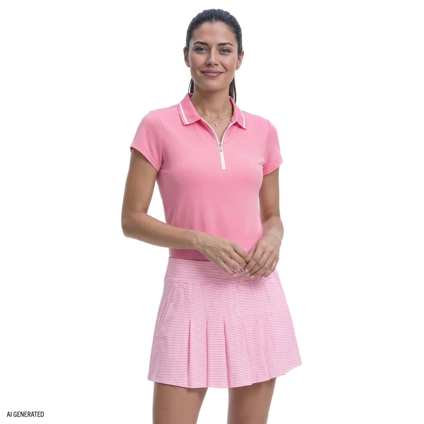 Izod CHLOE COURTSIDE CAP SLEEVE POLO - SACHET PINK