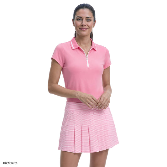Izod CHLOE COURTSIDE CAP SLEEVE POLO - SACHET PINK