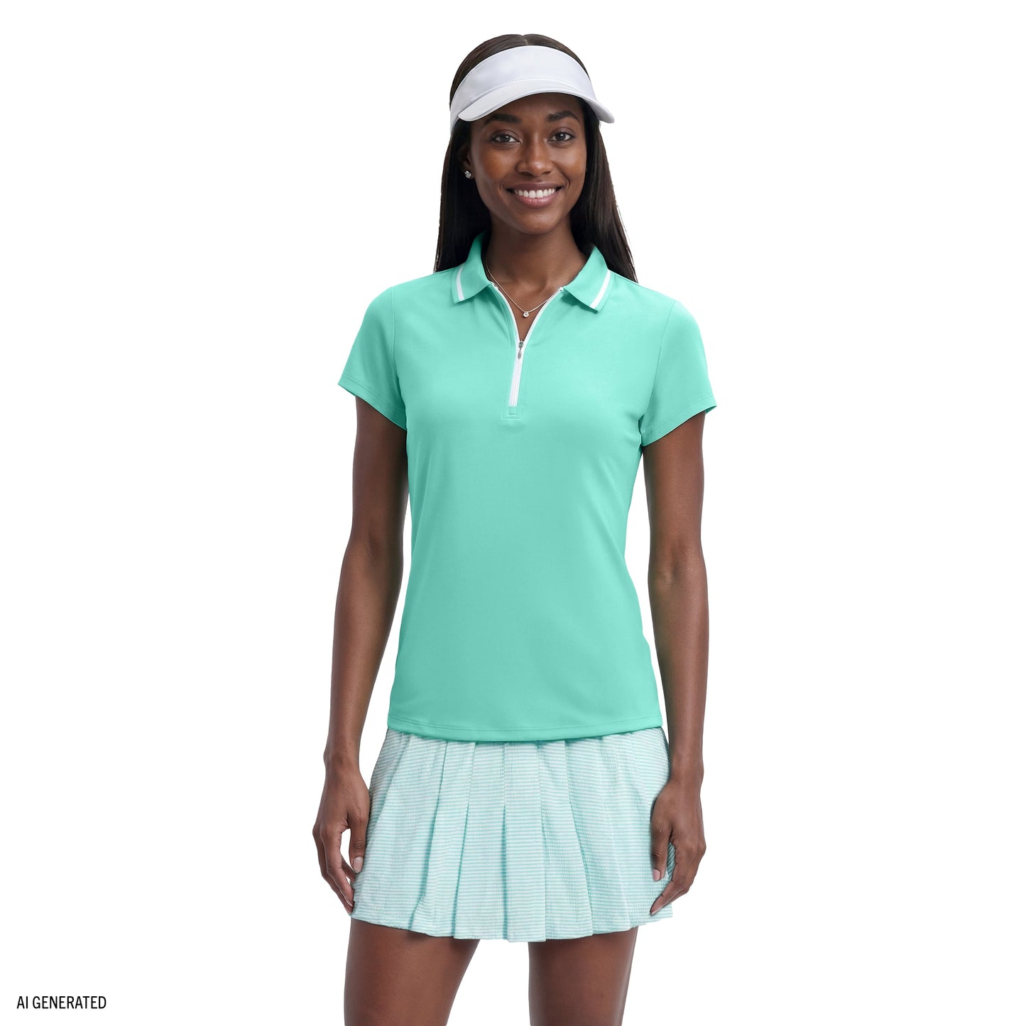 Izod CHLOE COURTSIDE CAP SLEEVE POLO - ARUBA BLUE