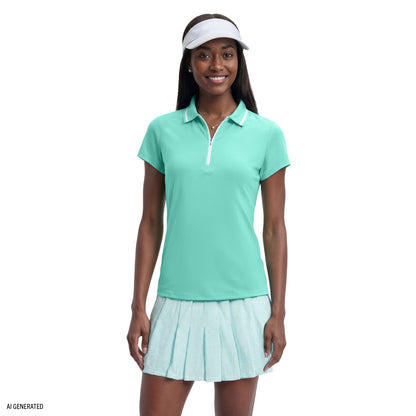 Izod CHLOE COURTSIDE CAP SLEEVE POLO - ARUBA BLUE