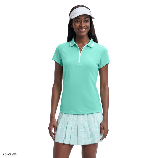 Izod CHLOE COURTSIDE CAP SLEEVE POLO - ARUBA BLUE