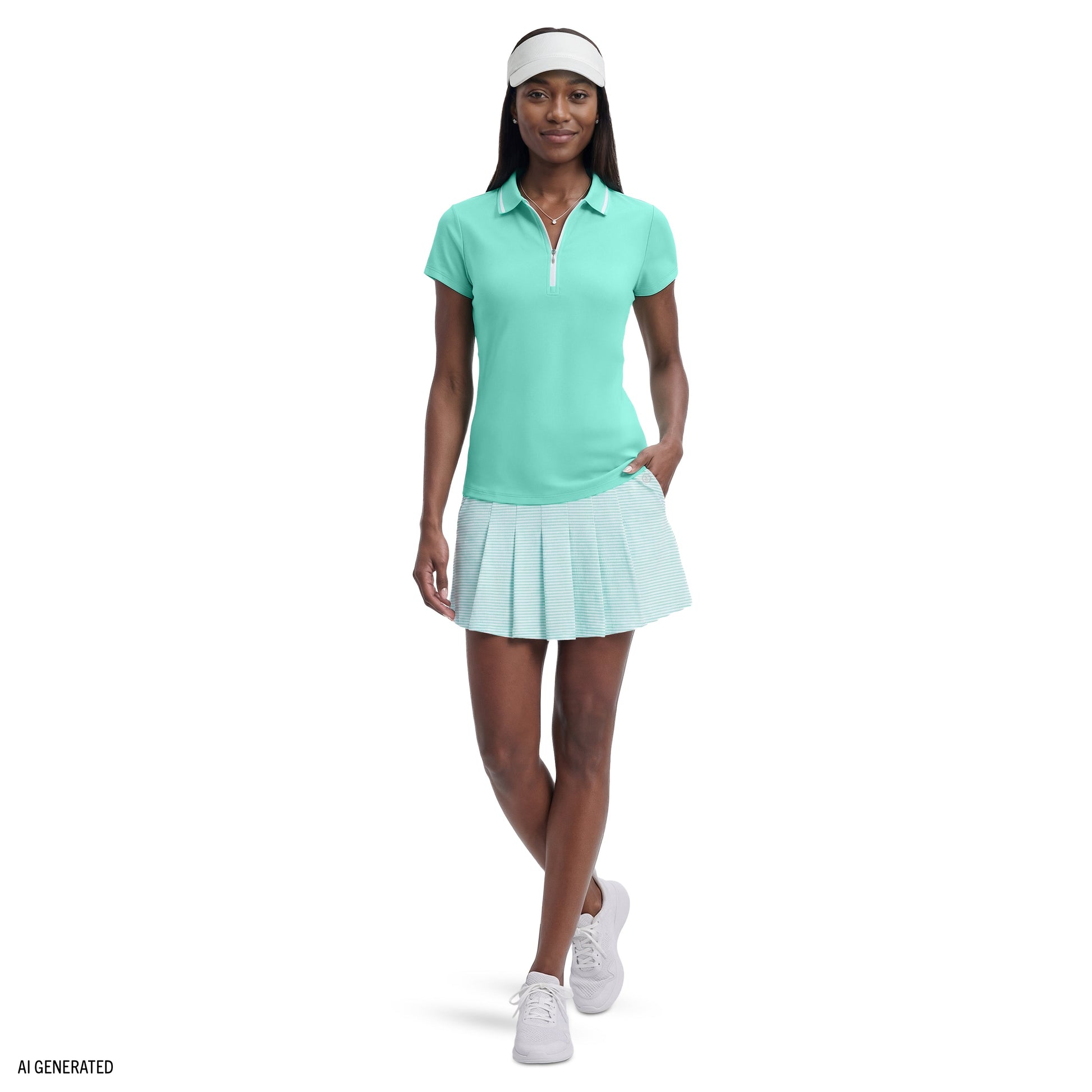 Izod CHLOE COURTSIDE CAP SLEEVE POLO - ARUBA BLUE