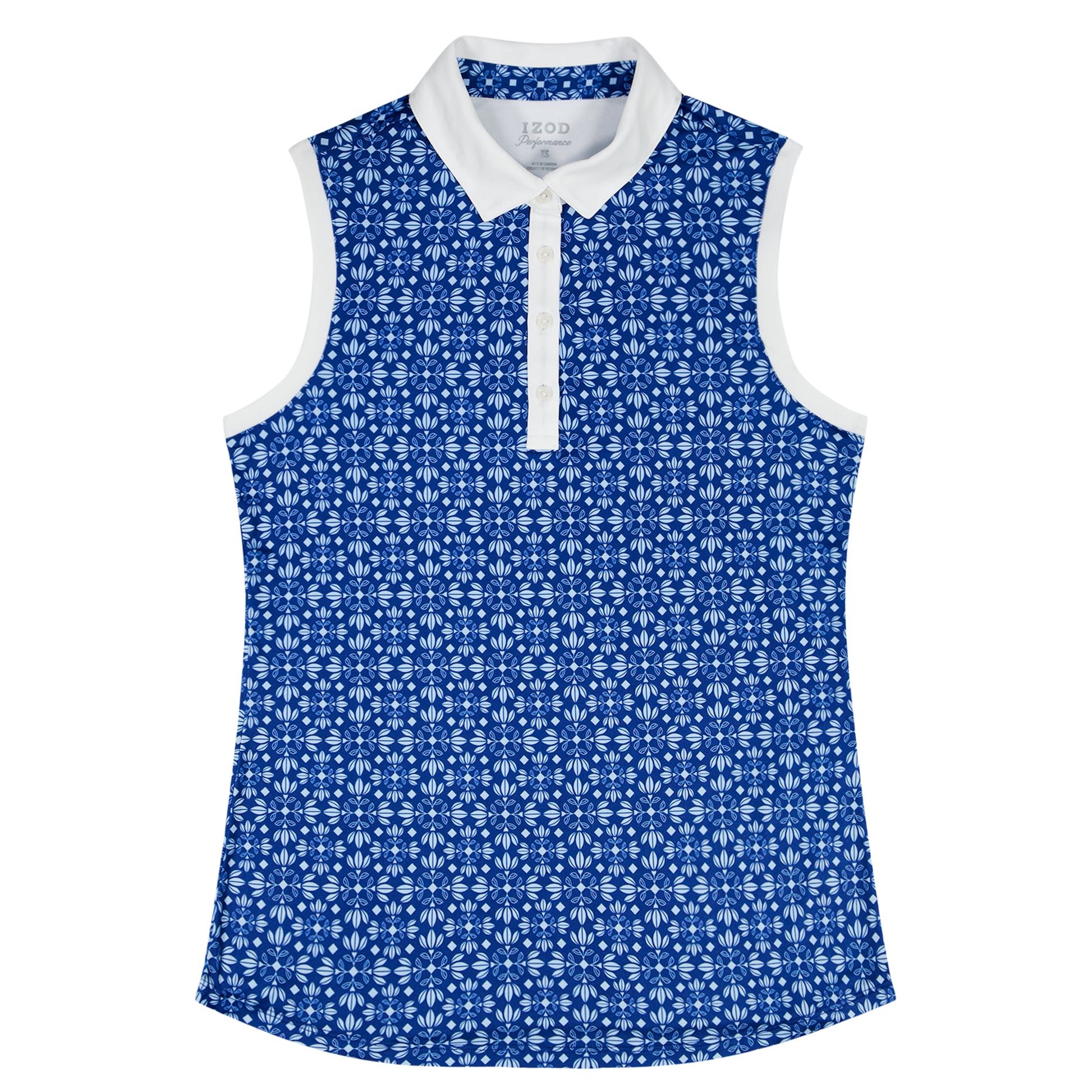 Izod ALLY PRINTED SLEEVELESS POLO - MONACO BLUE