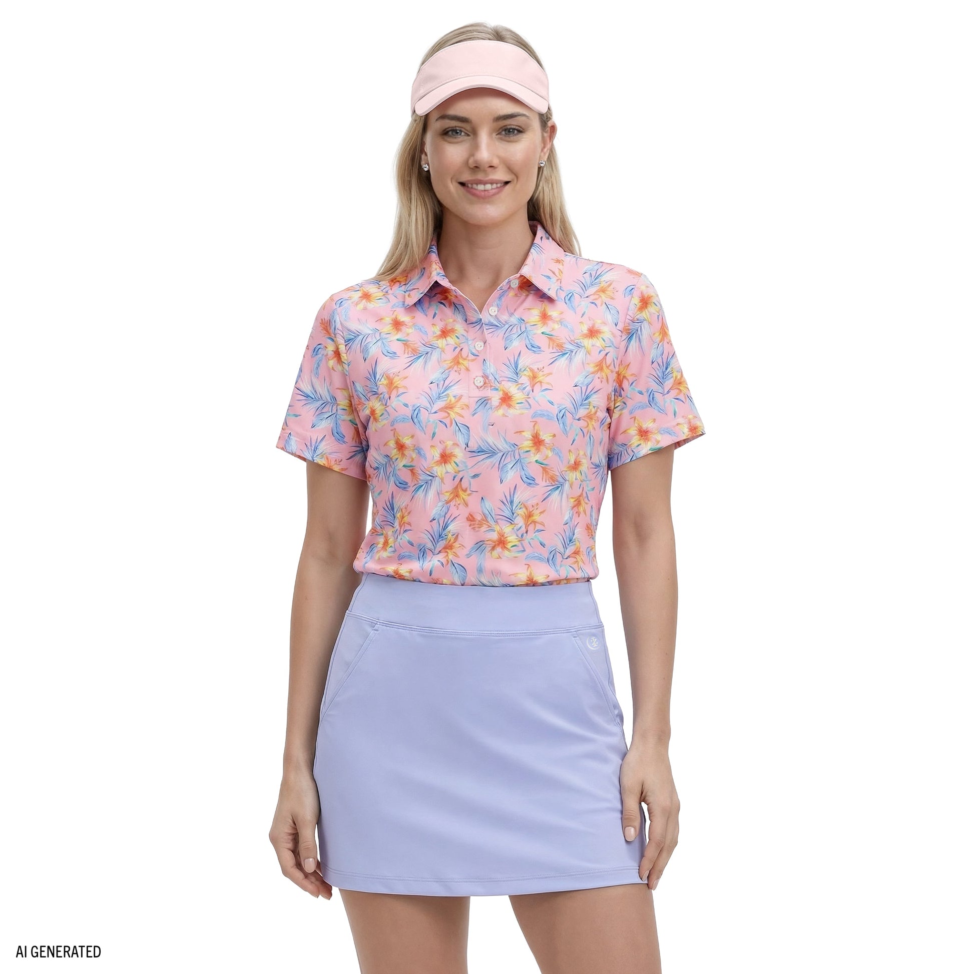 Izod ALLY PRINTED S/S POLO - PRISM PINK