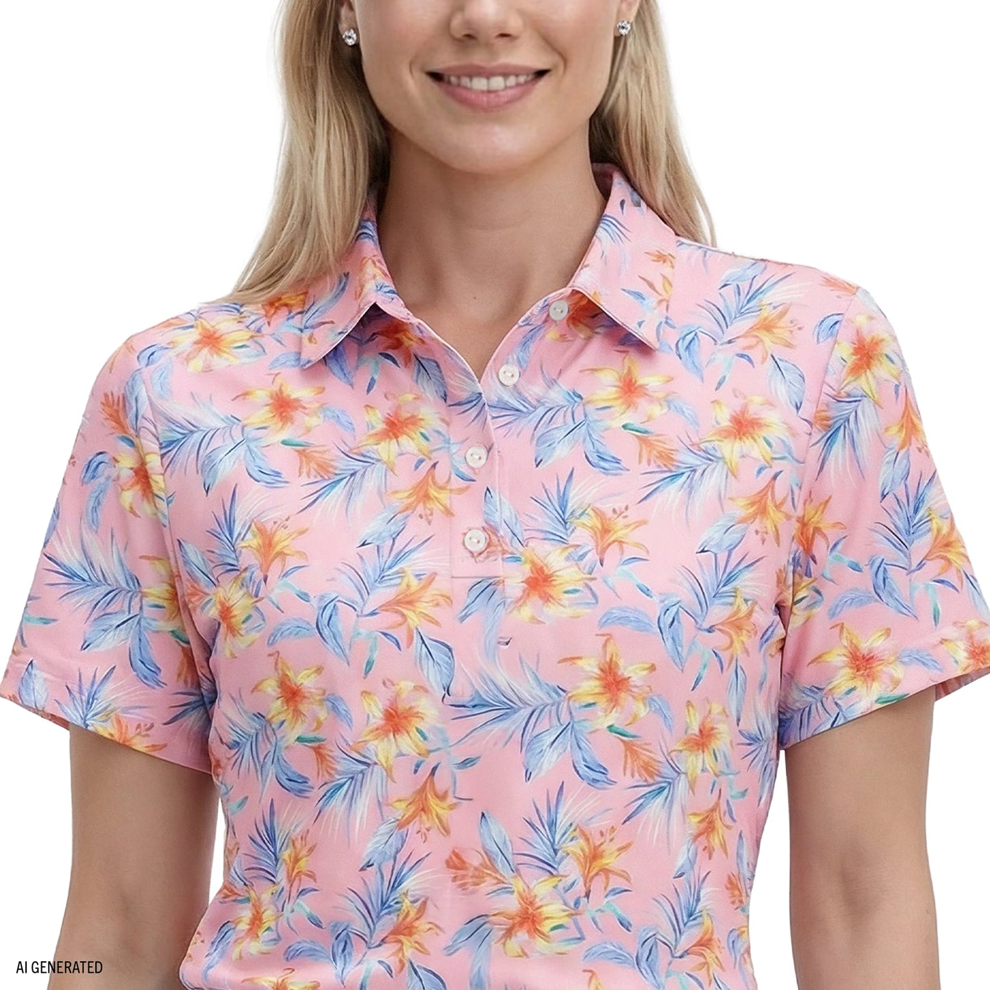 Izod ALLY PRINTED S/S POLO - PRISM PINK