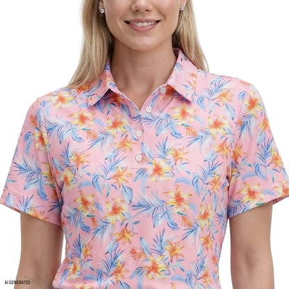 Izod ALLY PRINTED S/S POLO - PRISM PINK