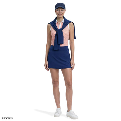 Izod ALLY PRINTED SLEEVELESS POLO - FRESH SALMON