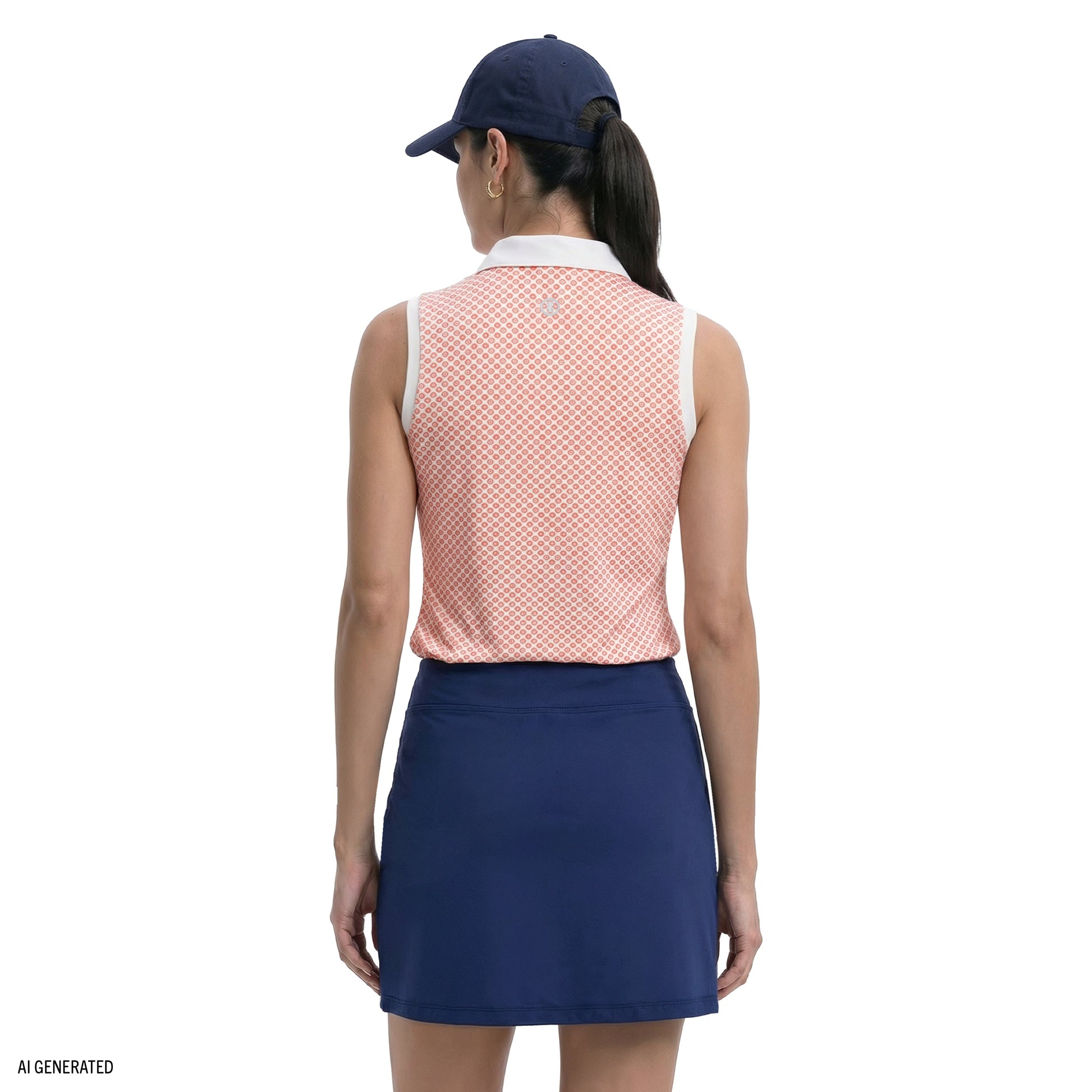 Izod ALLY PRINTED SLEEVELESS POLO - FRESH SALMON