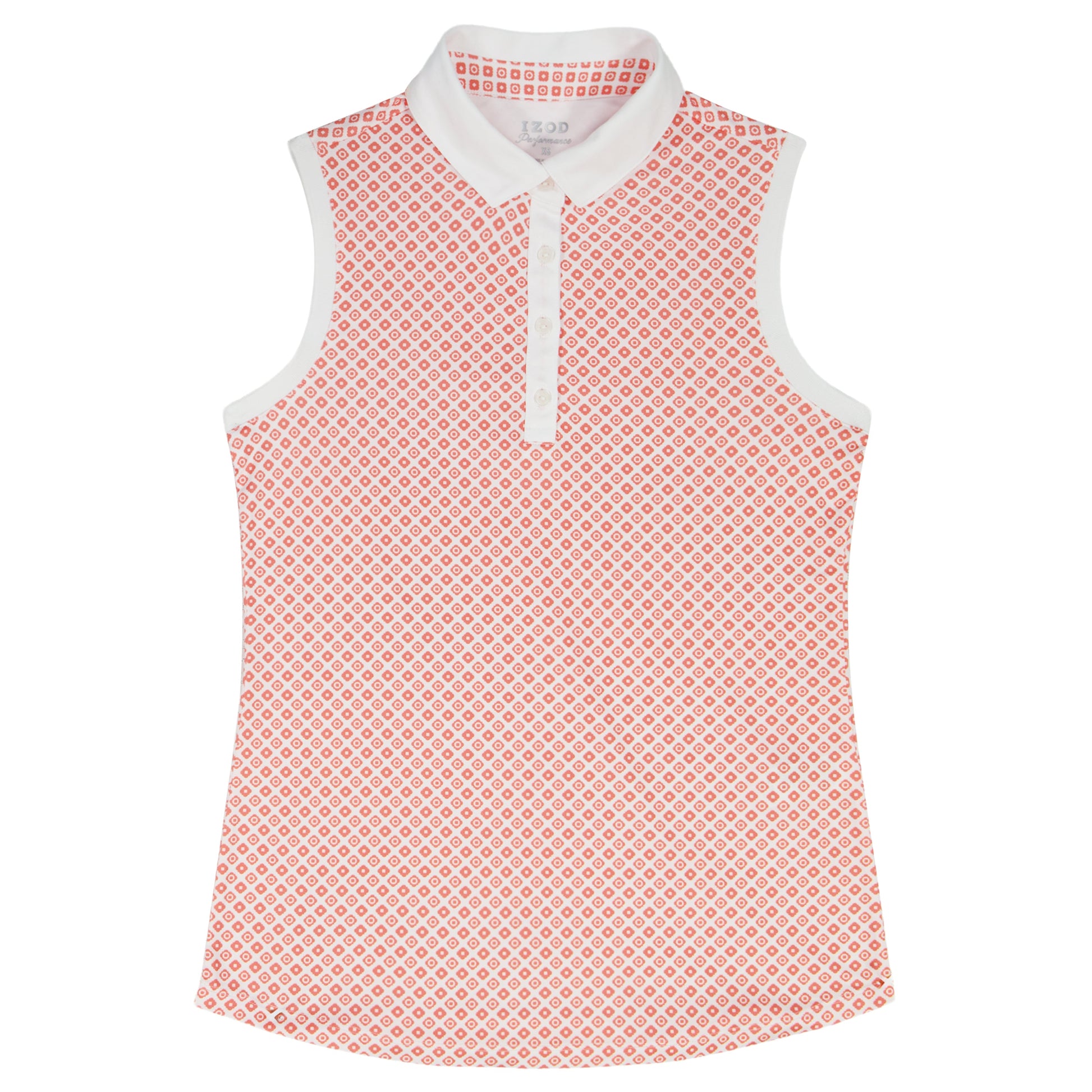Izod ALLY PRINTED SLEEVELESS POLO - FRESH SALMON
