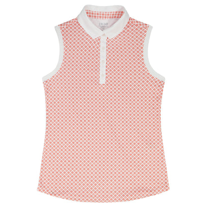 Izod ALLY PRINTED SLEEVELESS POLO - FRESH SALMON