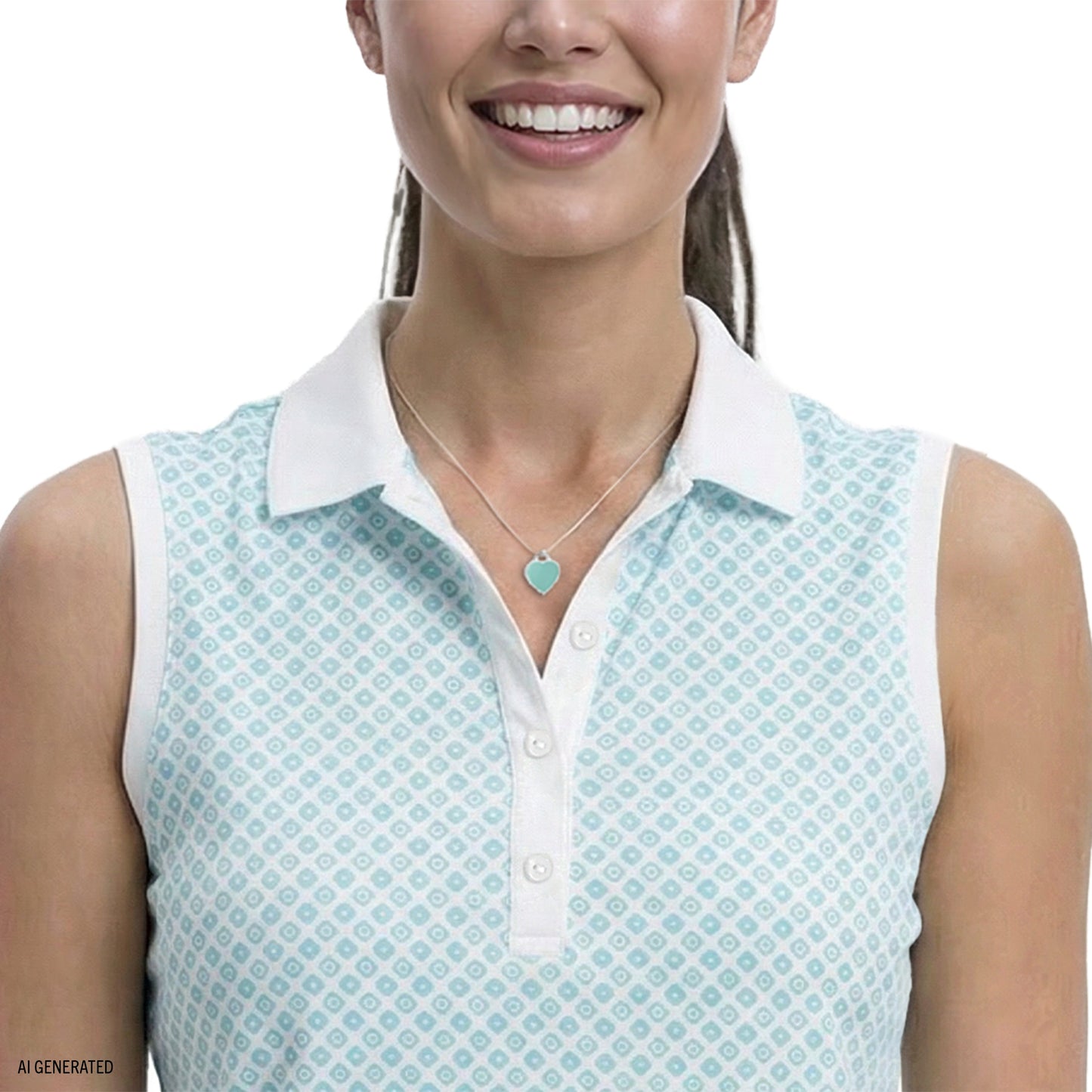 Izod ALLY PRINTED SLEEVELESS POLO - ARUBA BLUE