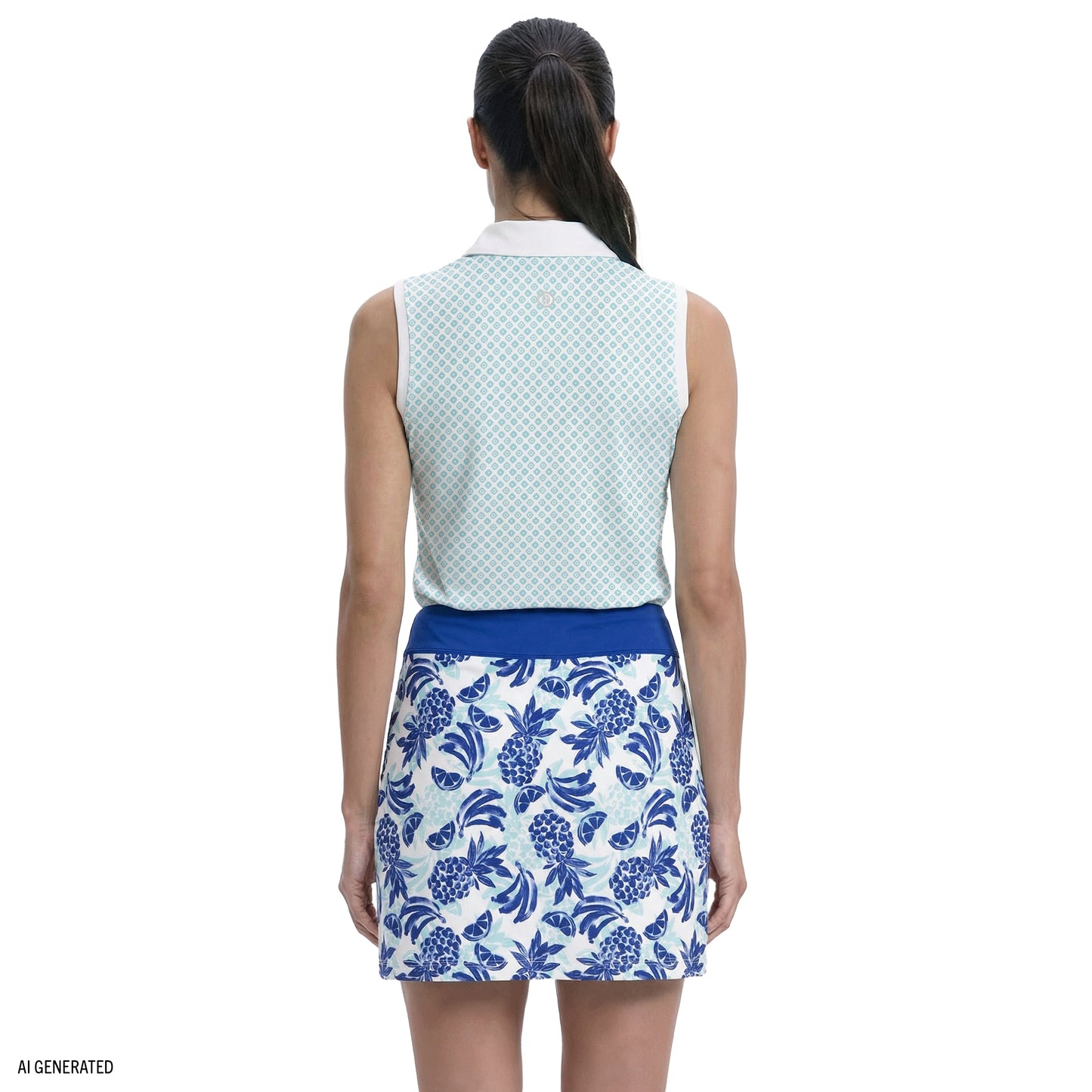 Izod ALLY PRINTED SLEEVELESS POLO - ARUBA BLUE