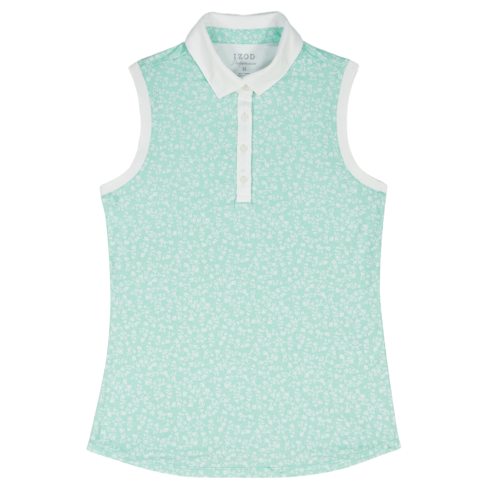 Izod ALLY PRINTED SLEEVELESS POLO - YUCCA