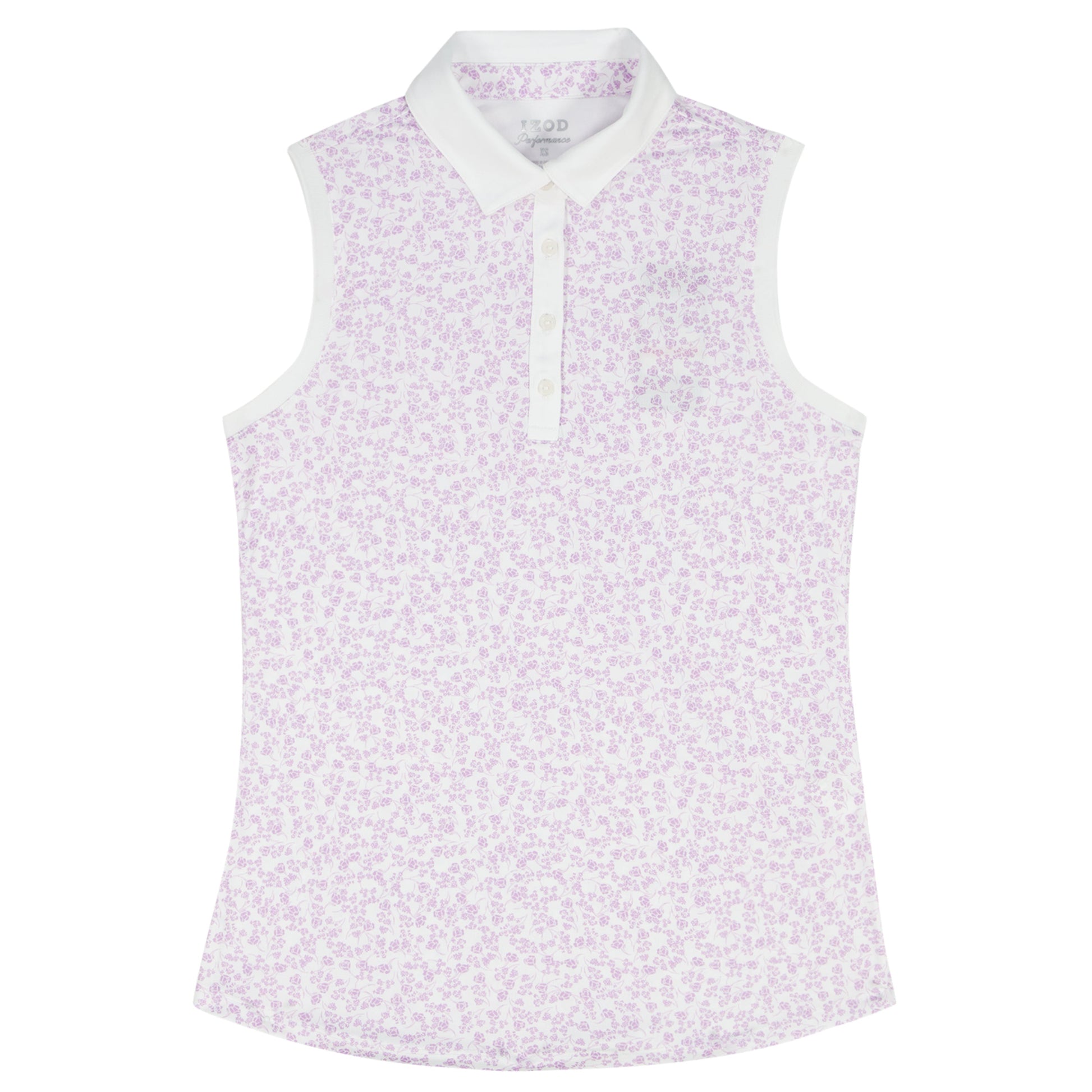 Izod ALLY PRINTED SLEEVELESS POLO - SHEER LILAC