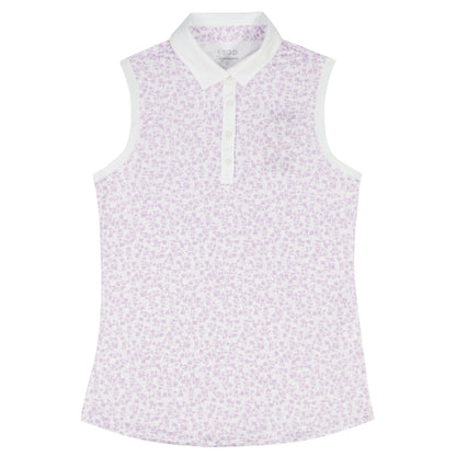 Izod ALLY PRINTED SLEEVELESS POLO - SHEER LILAC