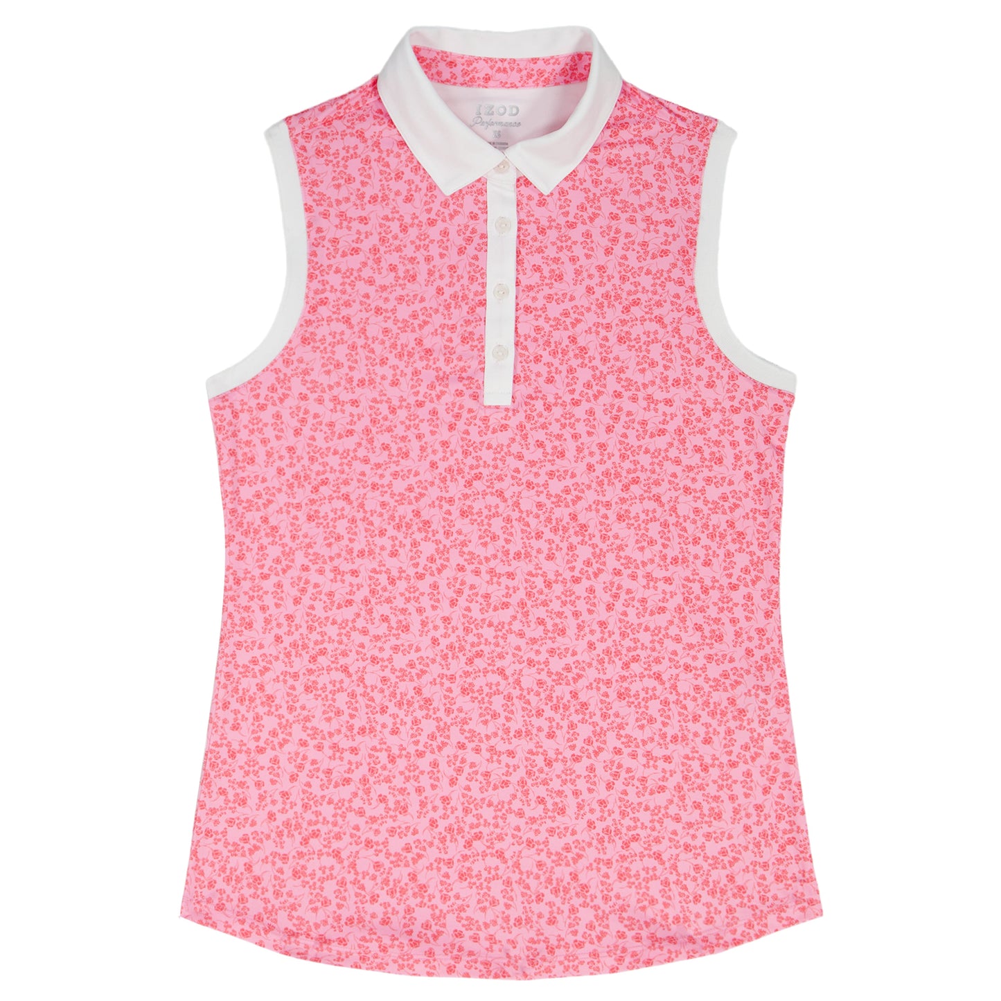 Izod ALLY PRINTED SLEEVELESS POLO - PRISM PINK