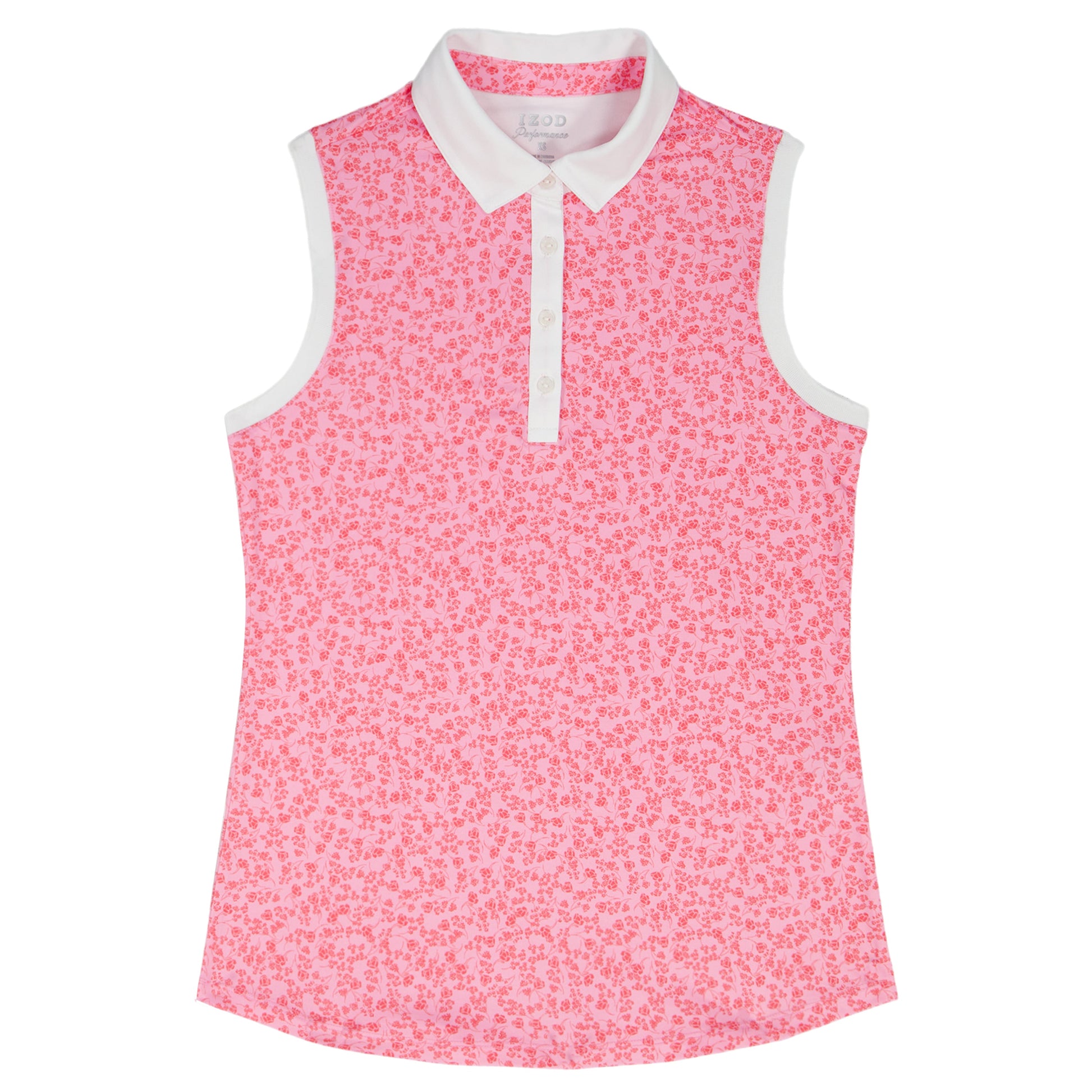 Izod ALLY PRINTED SLEEVELESS POLO - PRISM PINK