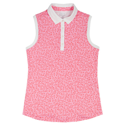 Izod ALLY PRINTED SLEEVELESS POLO - PRISM PINK