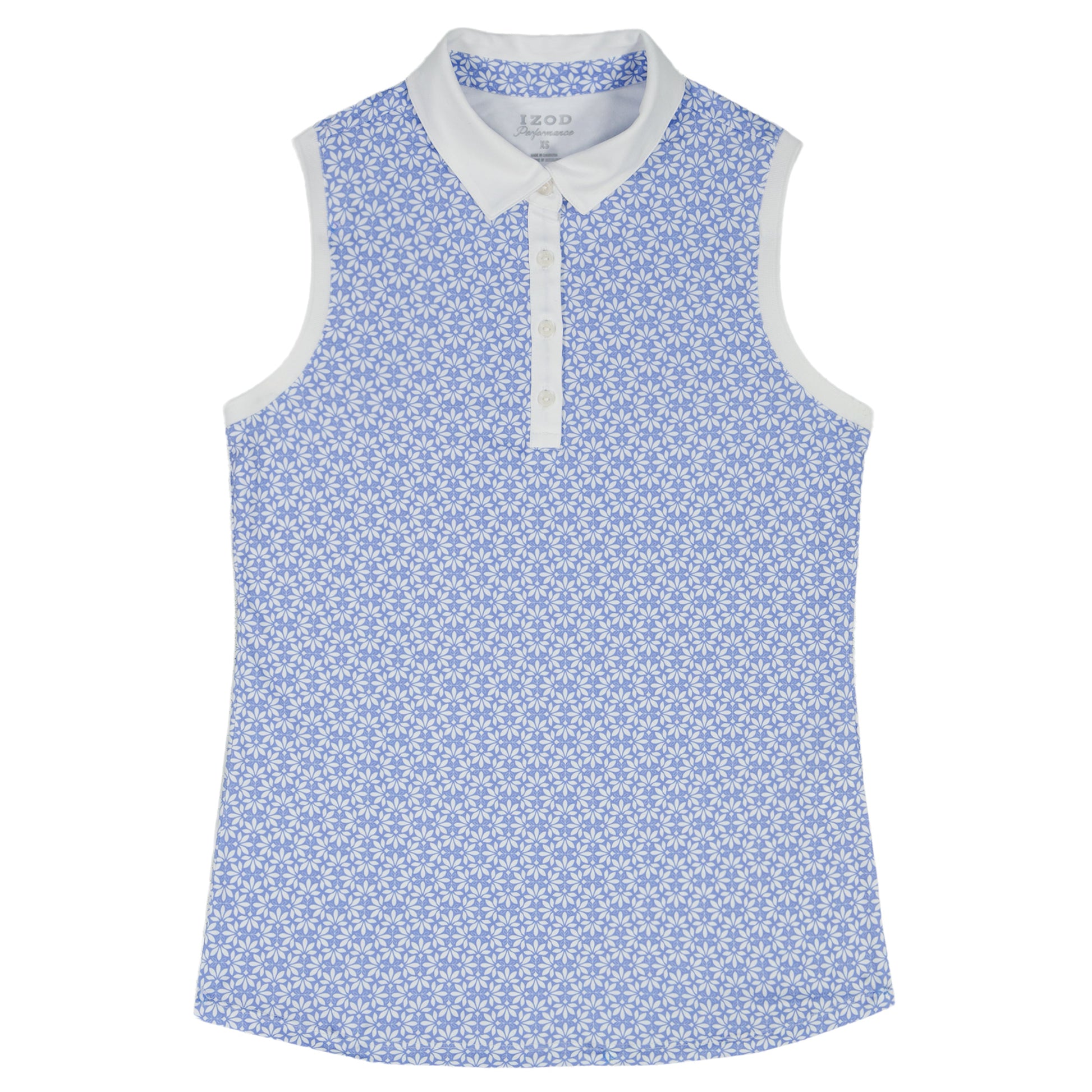 Izod ALLY PRINTED SLEEVELESS POLO - HYDRANGEA