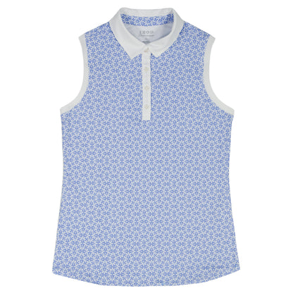 Izod ALLY PRINTED SLEEVELESS POLO - HYDRANGEA