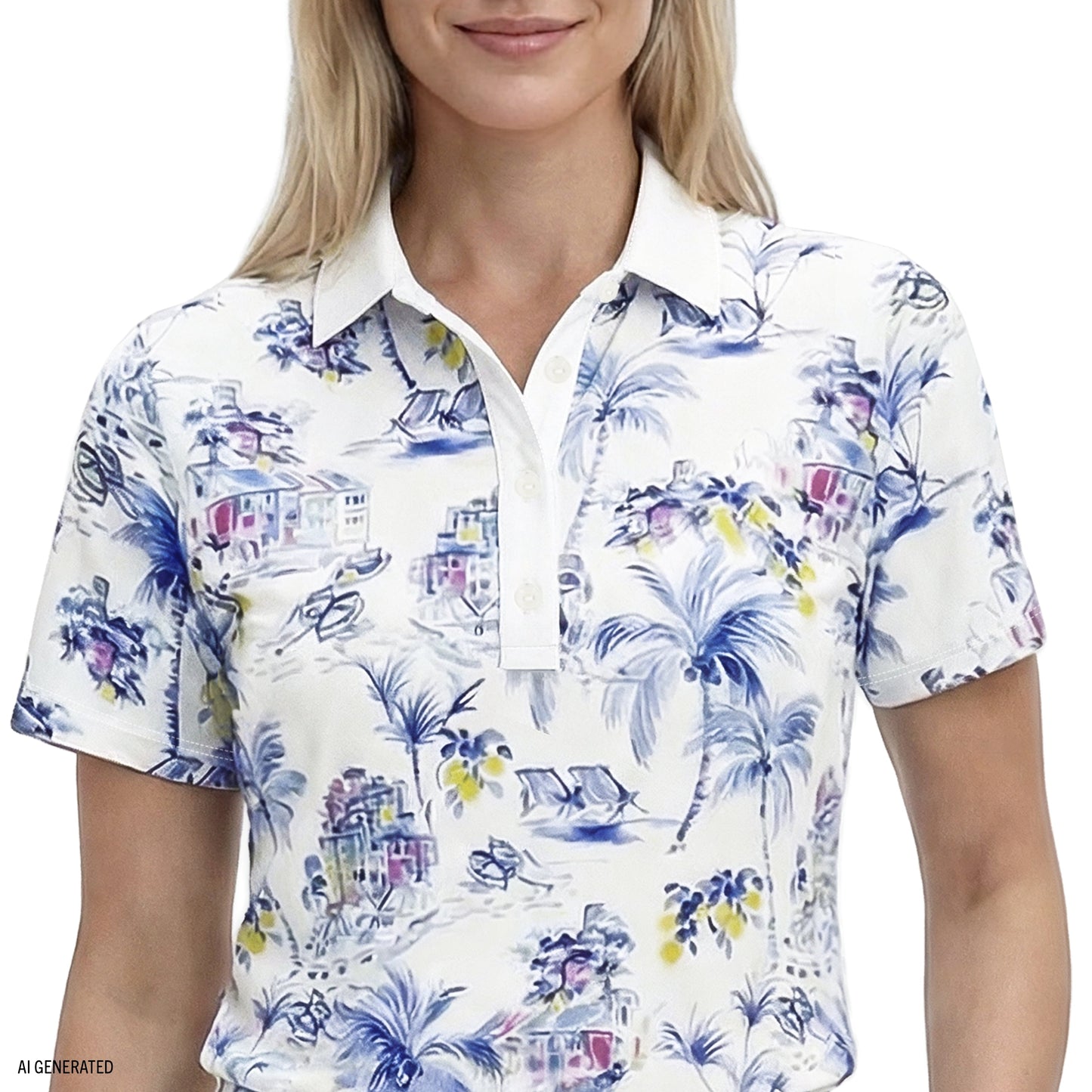 Izod ALLY PRINTED S/S POLO - BRIGHT WHITE