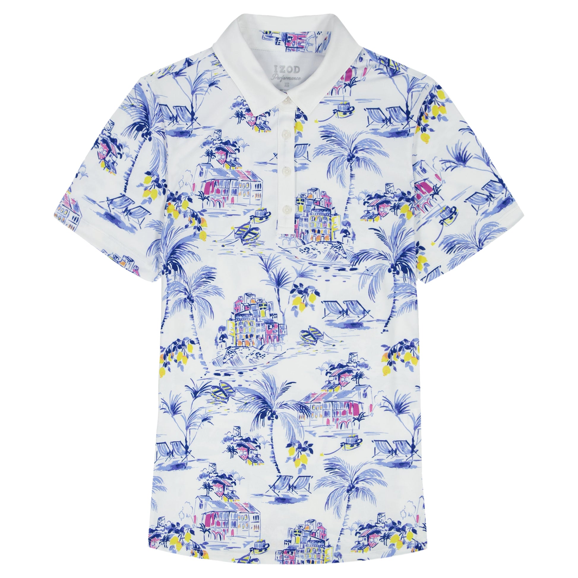 Izod ALLY PRINTED S/S POLO - BRIGHT WHITE