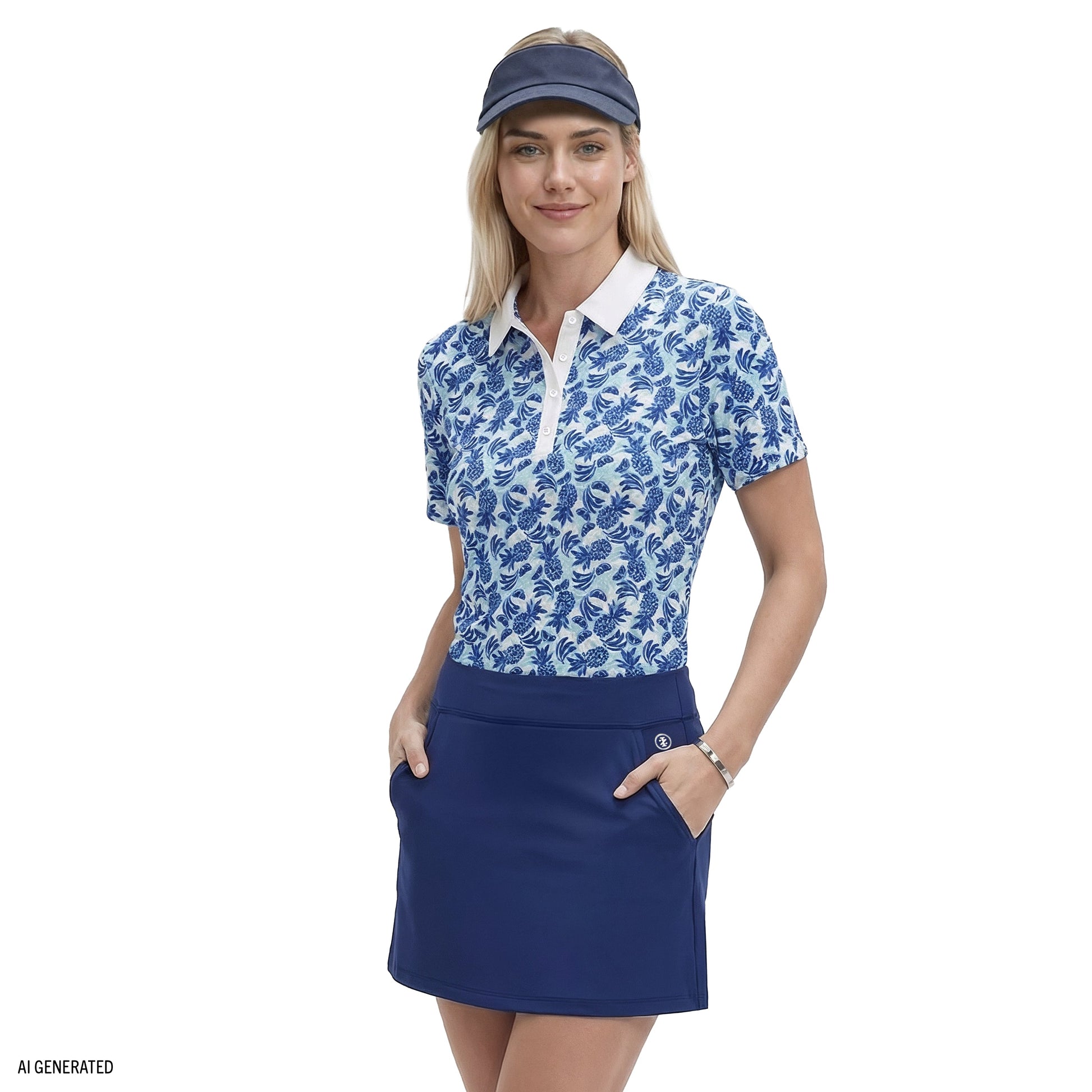 Izod ALLY PRINTED S/S POLO - ARUBA BLUE
