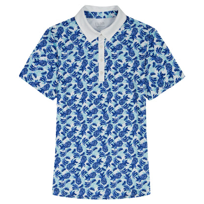 Izod ALLY PRINTED S/S POLO - ARUBA BLUE
