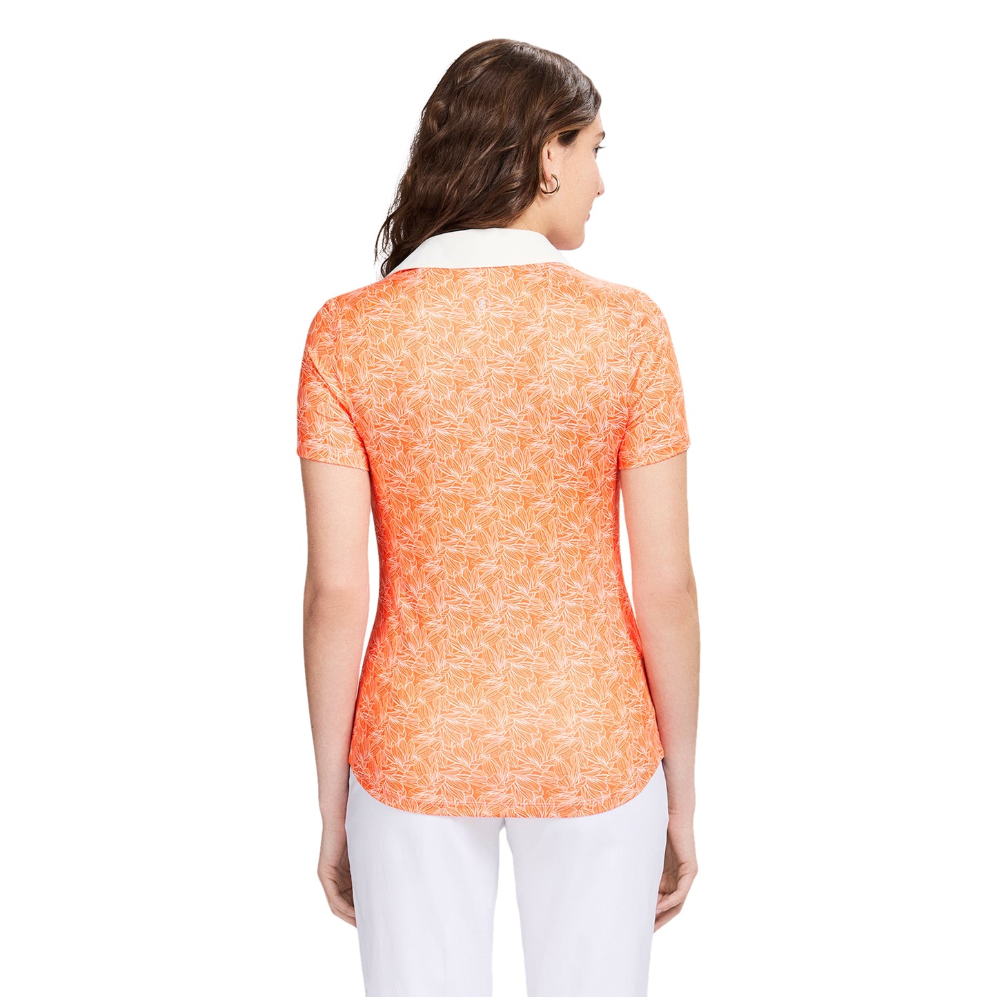 Izod ALLY PRINTED S/S POLO - VERMILLION ORANGE