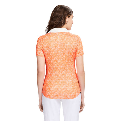 Izod ALLY PRINTED S/S POLO - VERMILLION ORANGE
