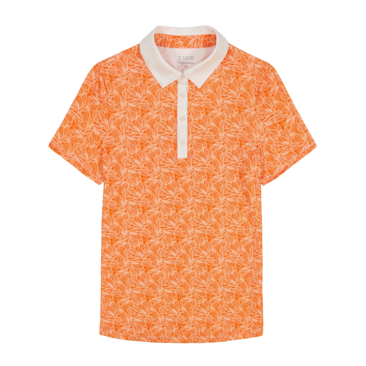 Izod ALLY PRINTED S/S POLO - VERMILLION ORANGE