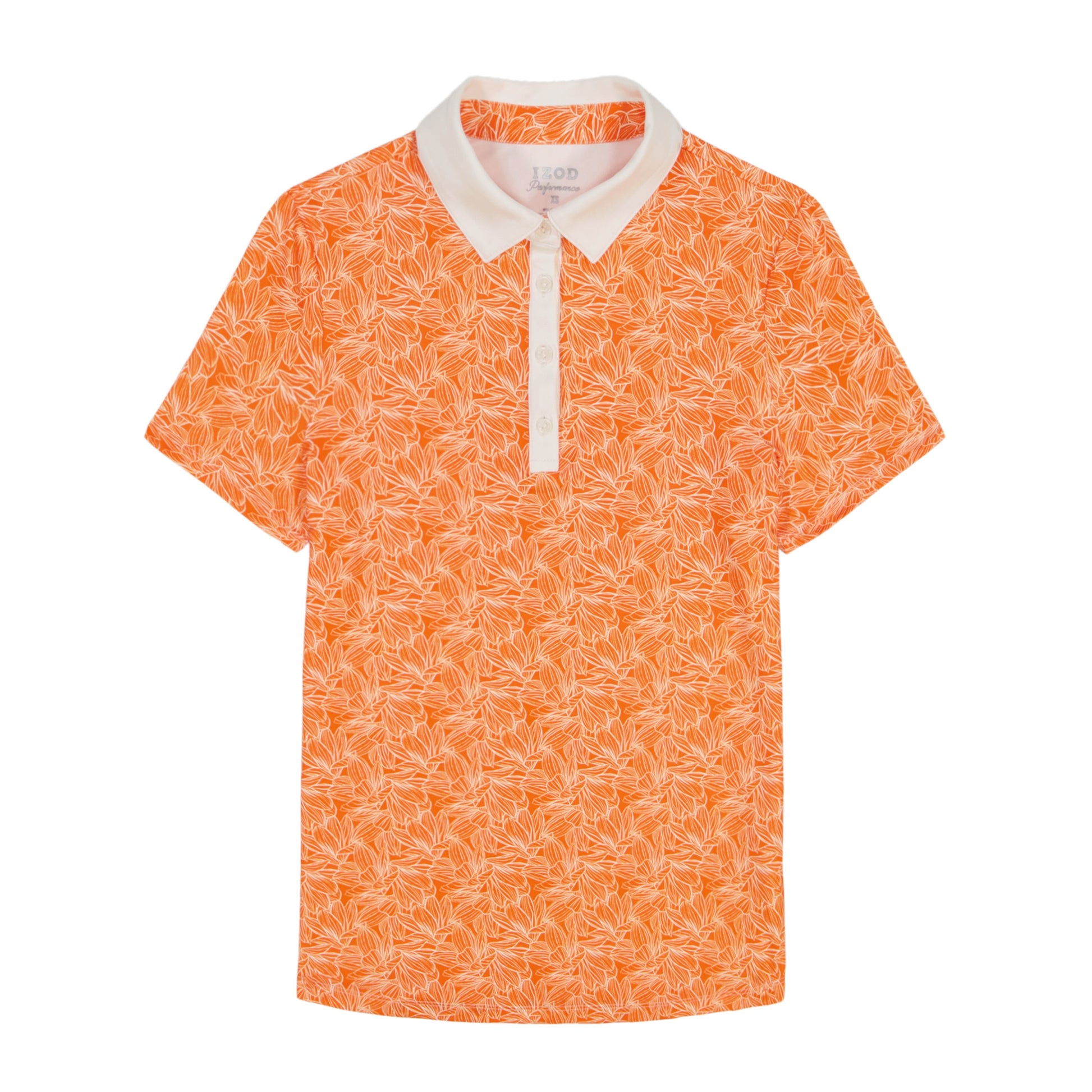 Izod ALLY PRINTED S/S POLO - VERMILLION ORANGE