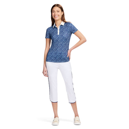 Izod ALLY PRINTED S/S POLO - MEDIEVAL BLUE