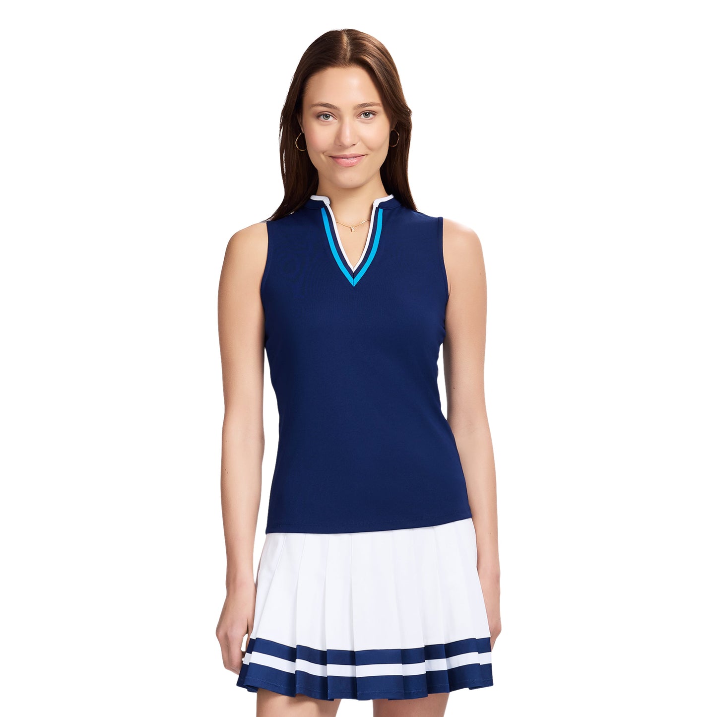 Izod VEE-RONICA COLLARLESS POLO - MEDIEVAL BLUE