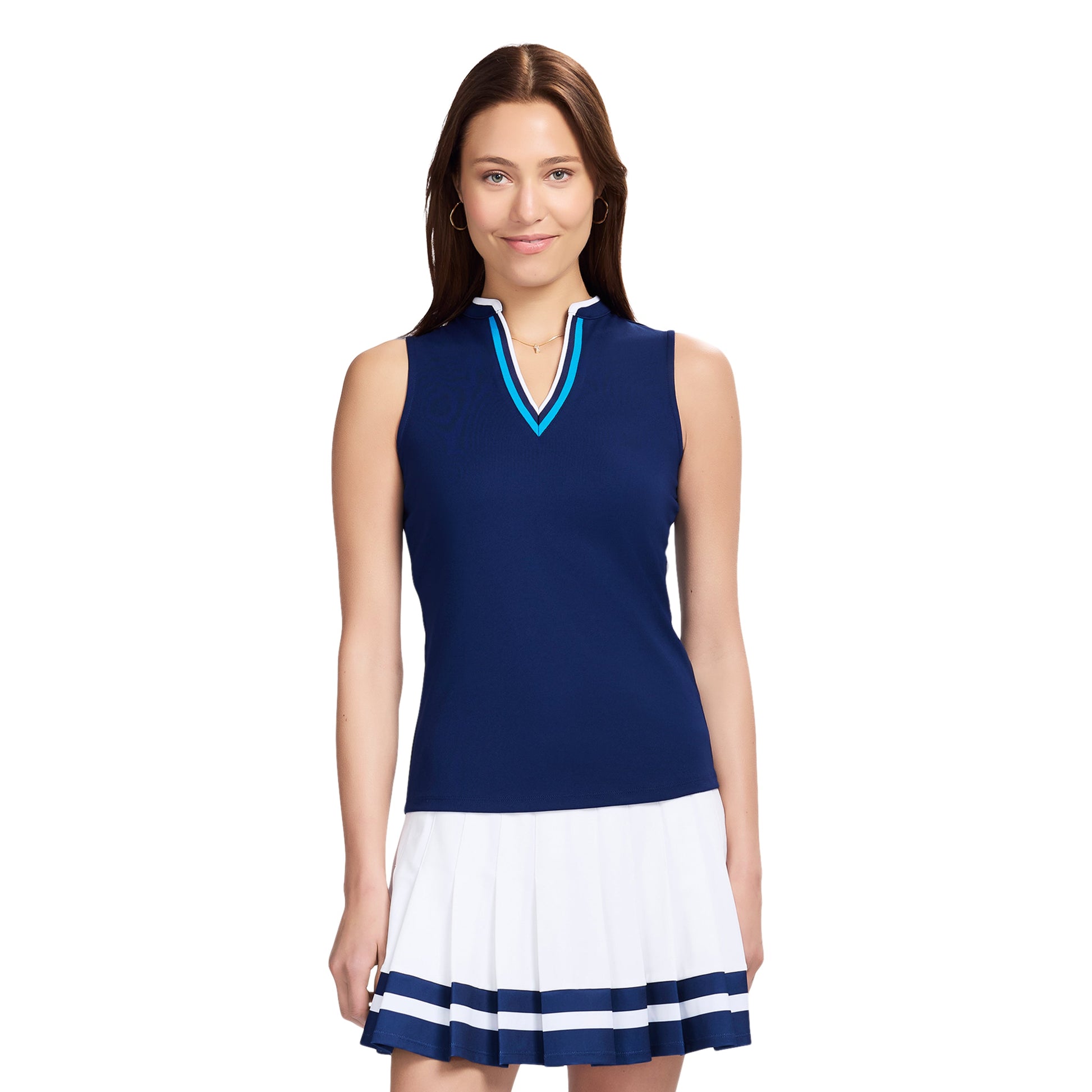 Izod VEE-RONICA COLLARLESS POLO - MEDIEVAL BLUE