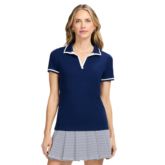 Izod Cydney Johnny Collar Top - Medieval Blue