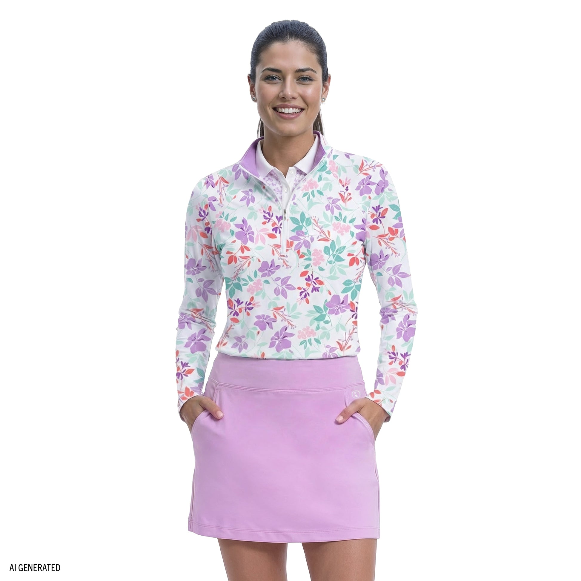 Izod PALOMA PRINTED 1/4 ZIP PULLOVER - BRIGHT WHITE