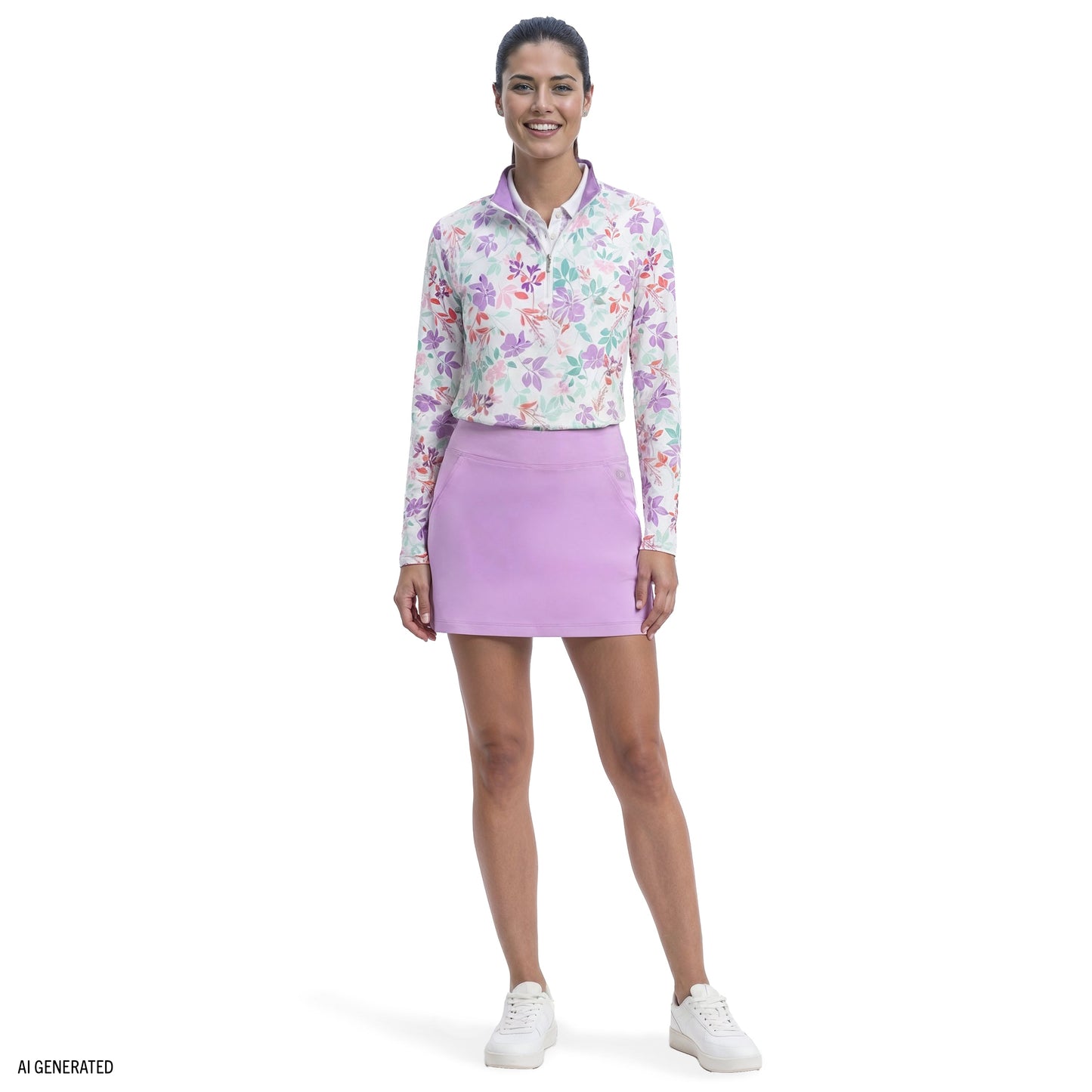 Izod PALOMA PRINTED 1/4 ZIP PULLOVER - BRIGHT WHITE