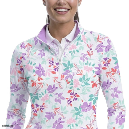 Izod PALOMA PRINTED 1/4 ZIP PULLOVER - BRIGHT WHITE