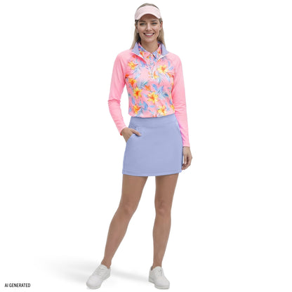 Izod PALOMA PRINTED 1/4 ZIP PULLOVER - PRISM PINK