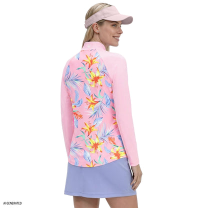 Izod PALOMA PRINTED 1/4 ZIP PULLOVER - PRISM PINK