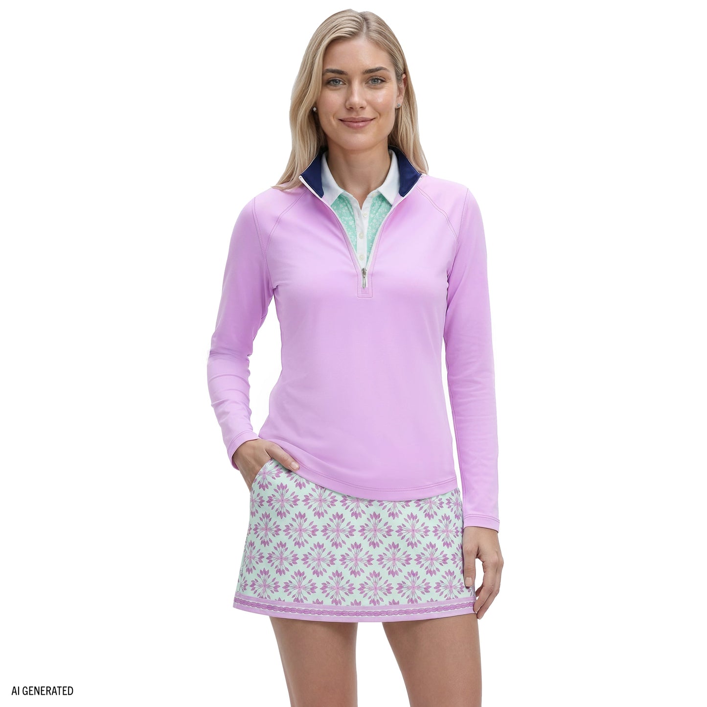Izod PALOMA 1/4 ZIP PULLOVER - SHEER LILAC