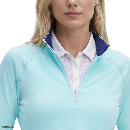 Izod PALOMA 1/4 ZIP PULLOVER - ARUBA BLUE
