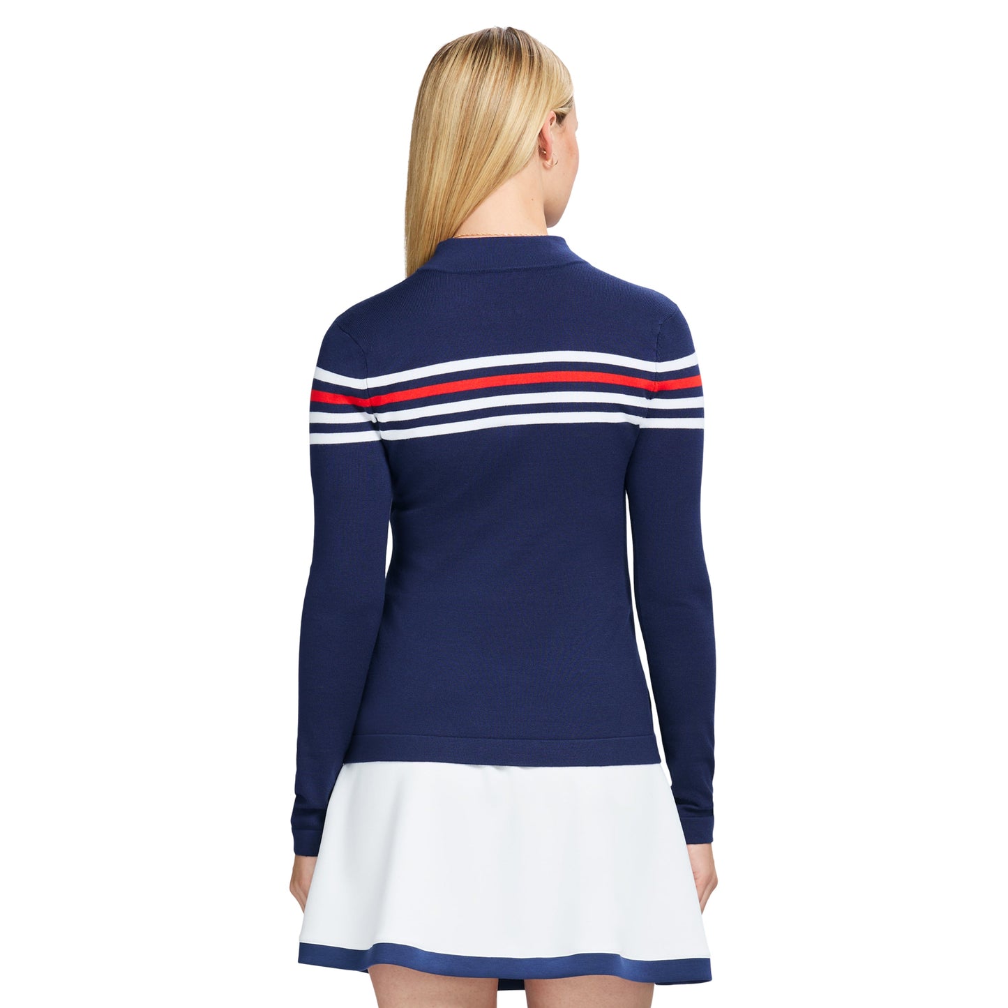 Izod ZOEY STRIPED ZIP PULLOVER - MEDIEVAL BLUE