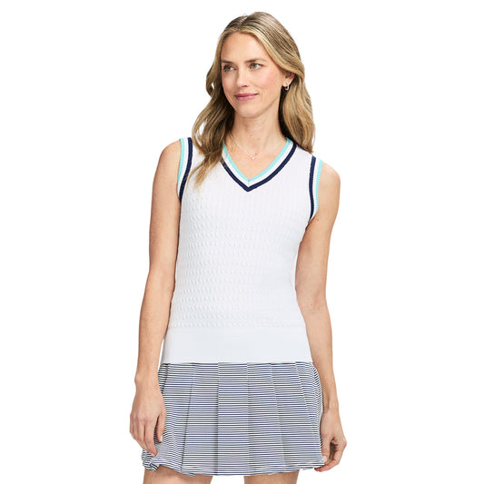 Izod Callie Cable Sweater Vest - Bright White