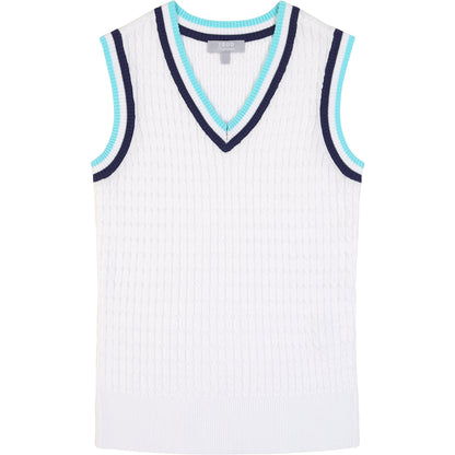 Izod Callie Cable Sweater Vest - Bright White