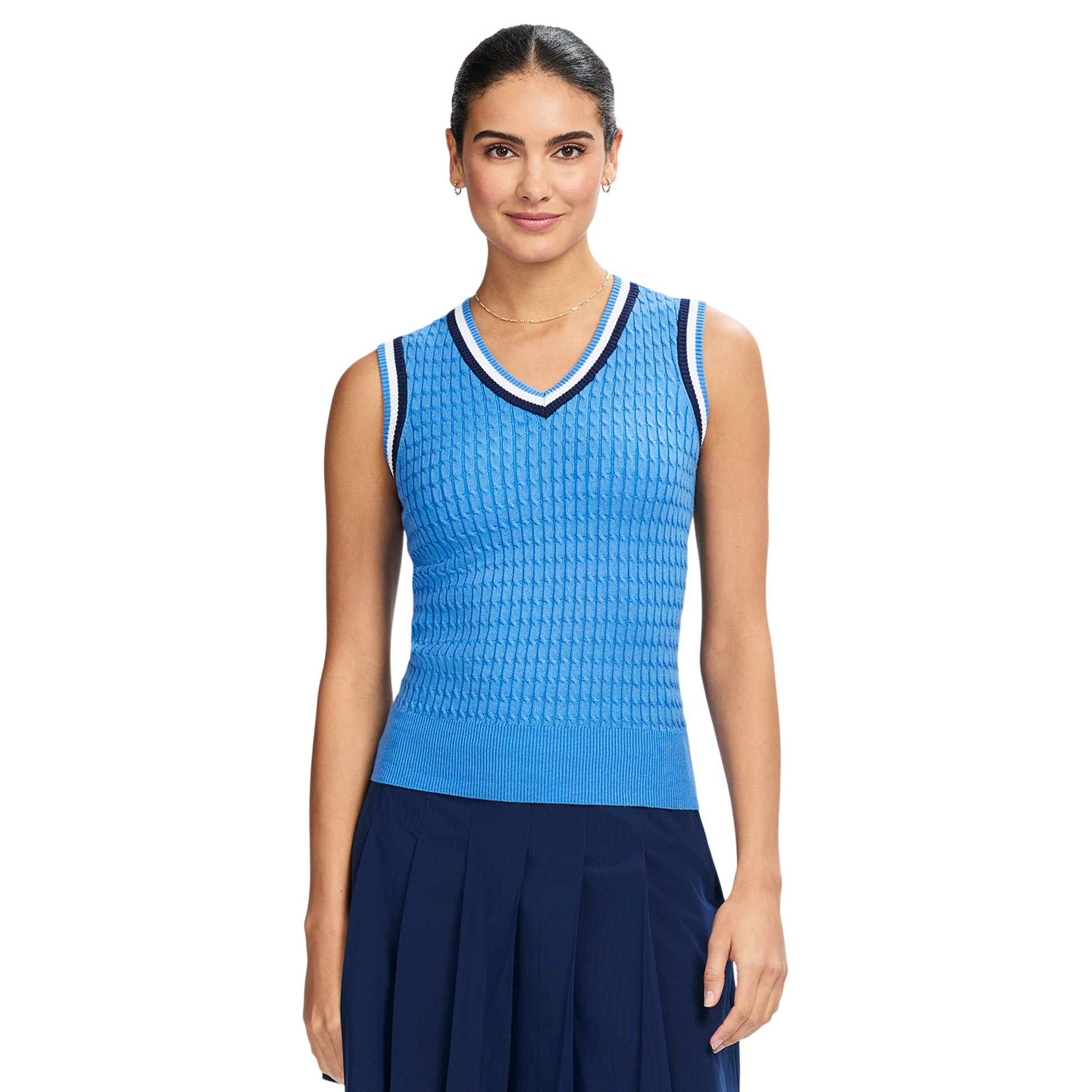 Izod Callie Cable Sweater Vest - Little Boy Blue