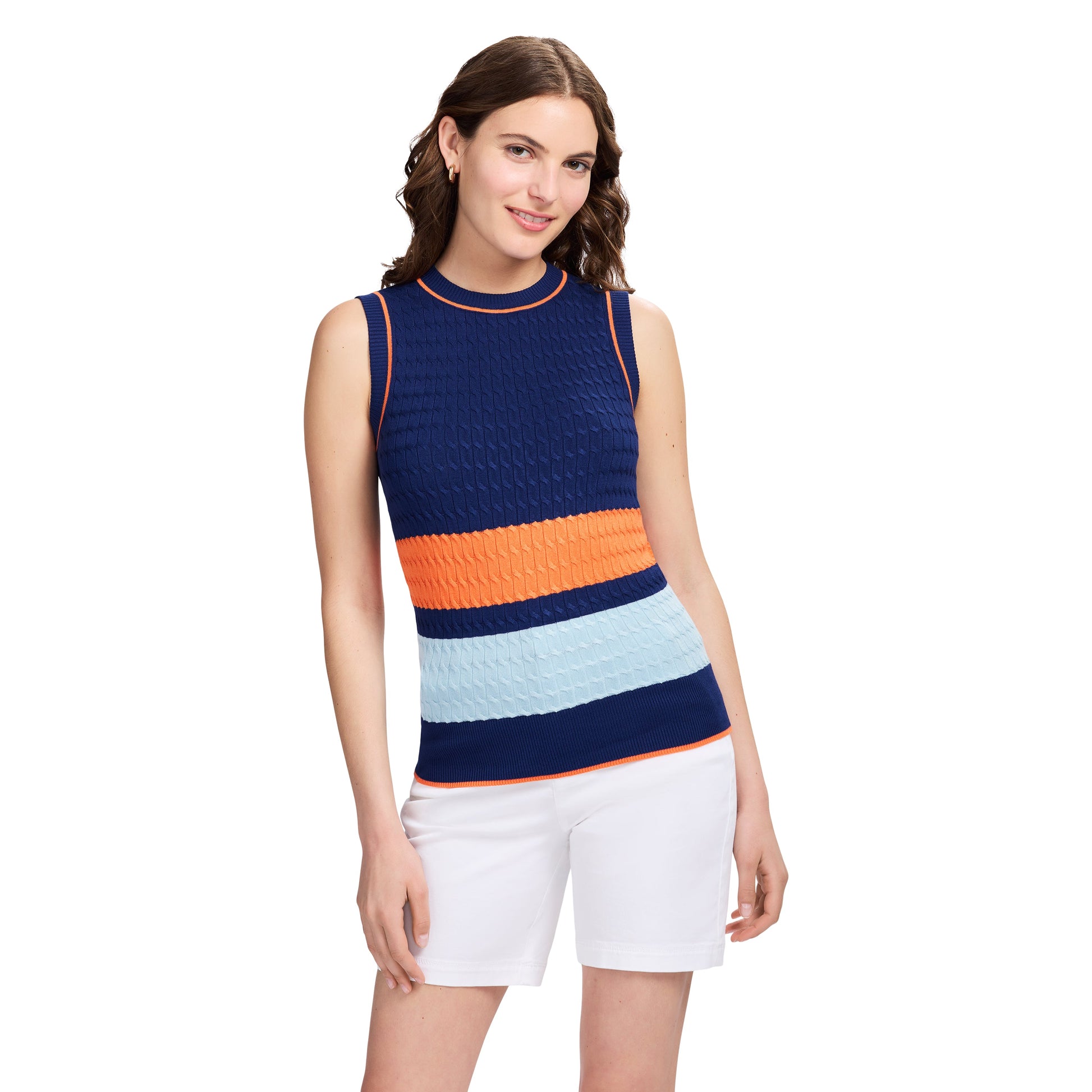 Izod CAMI COLORBLOCK CABLE KNIT VEST - MEDIEVAL BLUE