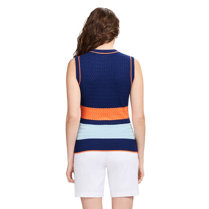 Izod CAMI COLORBLOCK CABLE KNIT VEST - MEDIEVAL BLUE