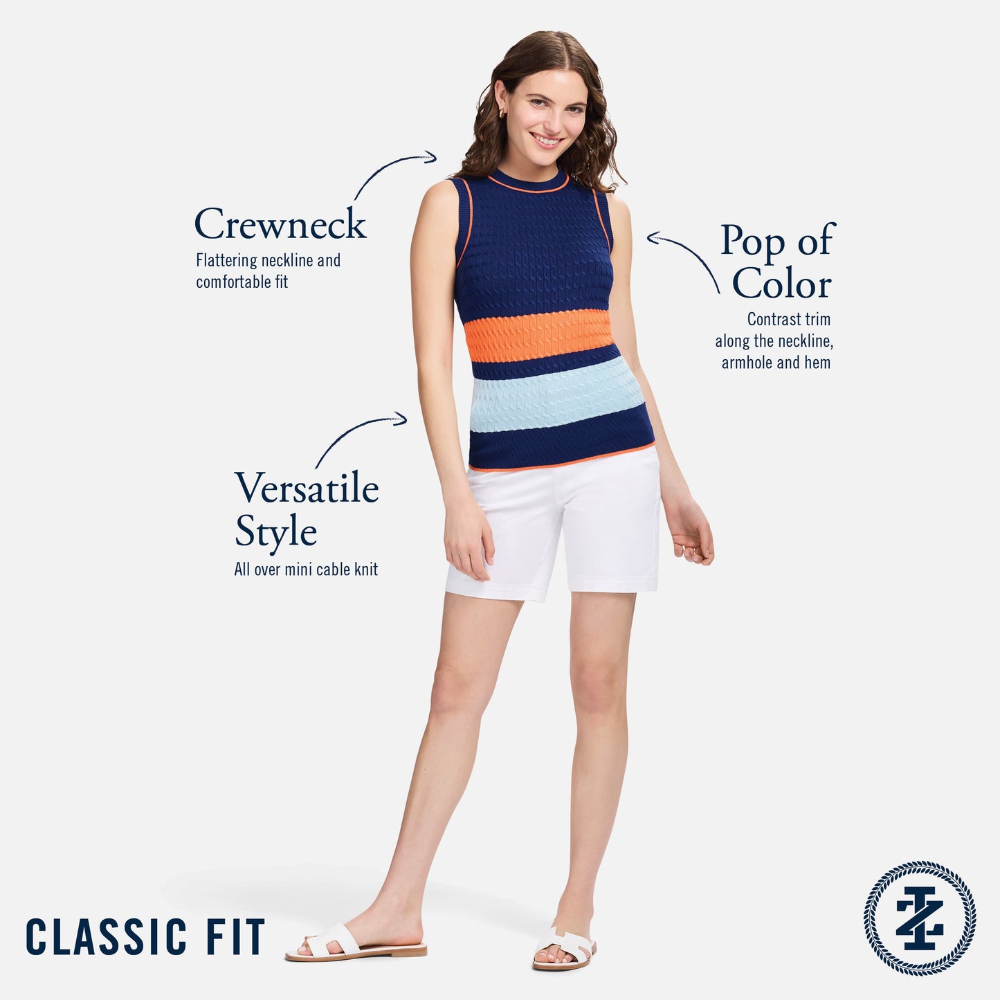 Izod CAMI COLORBLOCK CABLE KNIT VEST - MEDIEVAL BLUE